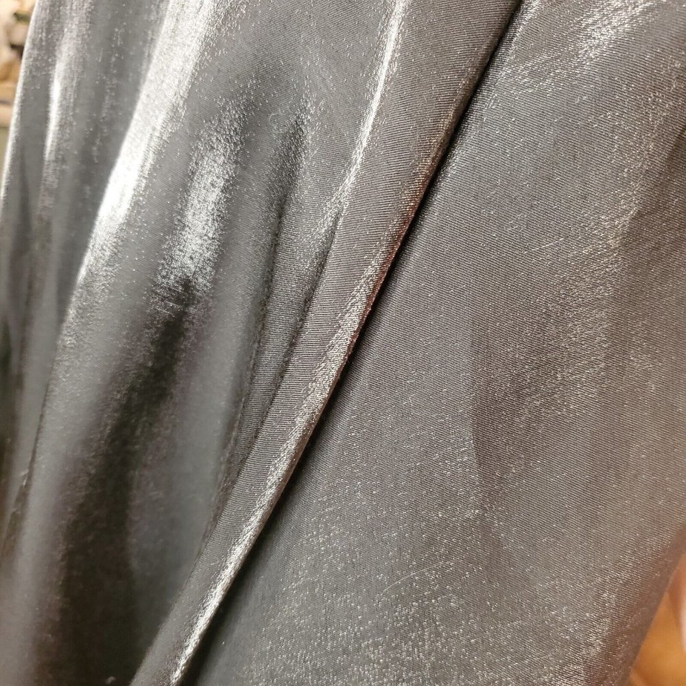 Vintage 90s Cache Silver‎ Black Metallic Long Formal Skirt Sz 2 - Picture 6 of 9